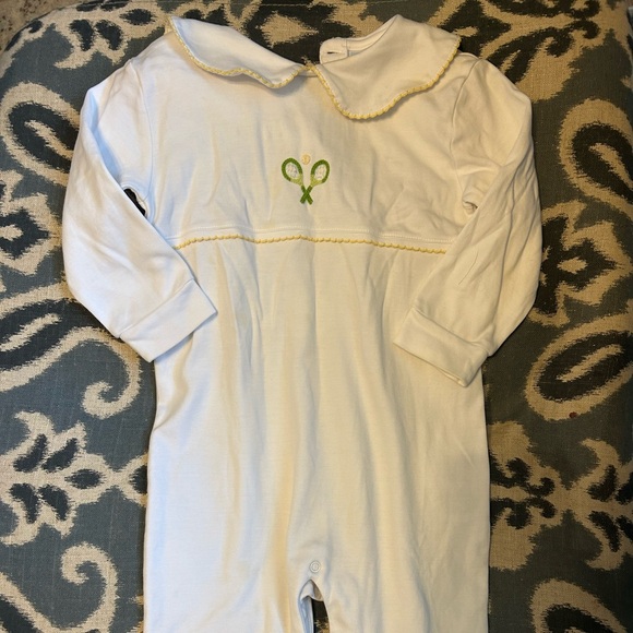 Little English Romper with Tennis Racket Embroidery - Picture 1 of 3